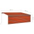 Toldo retráctil manual con persiana naranja y marrón 4x3