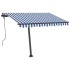 Toldo de pie manual retráctil azul y blanco 300x250