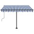 Toldo de pie manual retráctil azul y blanco 300x250