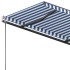 Toldo de pie manual retráctil azul y blanco 300x250