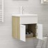 Mueble con lavabo aglomerado blanco y roble