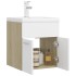 Mueble con lavabo aglomerado blanco y roble