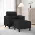 Sillón con taburete cuero sintético negro 60