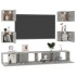 Set de muebles de TV 6 pzas madera contrachapada gris