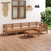 Juego muebles de jardín 6 pzas madera maciza pino marrón miel