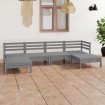 Muebles de jardín 6 piezas gris madera de pino maciza