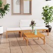 Set de muebles de jardín 4 pzas madera de teca y cojines crema