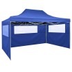 Carpa pleglable con 3 paredes 3x4,5 m azul