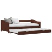Estructura de sofá cama madera de pino marrón 90x200 cm