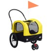 Remolque de bicicleta mascotas cochecito 2 en 1 amarillo negro