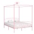 Estructura de cama con dosel metal rosa 180x200