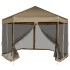 Carpa desmontable hexagonal paredes gris taupe 3,6x3,1m