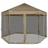 Carpa desmontable hexagonal paredes gris taupe 3,6x3,1m