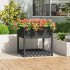 Jardinera con estante madera maciza pino gris 82,5x82,5x81