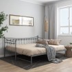 Estructura de sofá cama extraíble de metal gris 90x200 cm