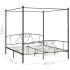 Estructura de cama con dosel metal negro 200x200