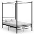 Estructura de cama con dosel metal negro 140x200