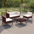 Set muebles de jardín 5 pzas y cojines ratán sintético