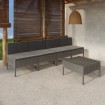 Set de muebles de jardín 5 pzas y cojines ratán sintético gris