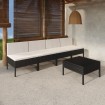 Set de muebles de jardín 5 pzas y cojines ratán sintético negro