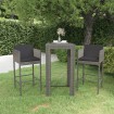 Set muebles bar jardín 3 piezas y cojines ratán sintético gris