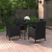 Set comedor de jardín 5 pzas y cojines ratán sintético y vidrio