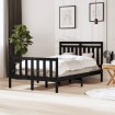 Estructura cama doble pequeña madera maciza negro 120x190 cm