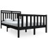 Estructura cama doble pequeña madera maciza negro 120x190