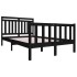 Estructura cama doble pequeña madera maciza negro 120x190