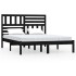 Estructura de cama doble madera maciza pino negro 135x190