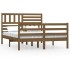 Estructura de cama doble madera maciza marrón miel 120x190