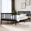 Estructura de cama doble de madera maciza negro 135x190 cm