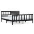 Estructura de cama doble de madera maciza negro 135x190