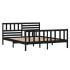 Estructura de cama doble de madera maciza negro 135x190