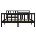 Estructura de cama doble de madera maciza negro 135x190