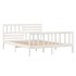 Estructura cama doble pequeña madera maciza blanco 120x190