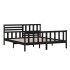 Estructura de cama de madera maciza negra super king 180x200