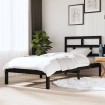 Estructura de cama individual de madera maciza negro 90x190 cm