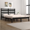 Estructura de cama madera maciza Super King negra 180x200 cm