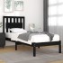 Estructura de cama madera maciza pino individual negro