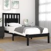 Estructura de cama madera maciza pino individual negro 90x190cm