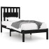 Estructura de cama madera maciza pino individual negro