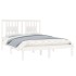 Estructura de cama doble pequeña madera maciza blanca