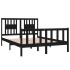 Estructura de cama de madera maciza negra 140x190