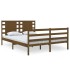 Estructura de cama doble madera maciza marrón miel 120x190