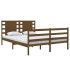 Estructura de cama doble madera maciza marrón miel 120x190