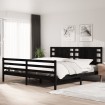 Estructura de cama de madera maciza de pino negra 200x200 cm