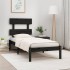 Estructura de cama madera maciza individual negra 75x190