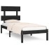 Estructura de cama madera maciza individual negra 75x190