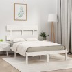 Estructura de cama de madera maciza blanca 140x190 cm